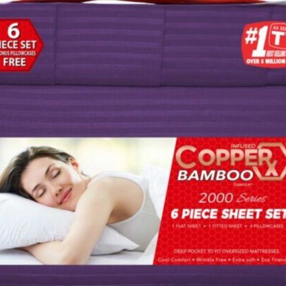 Copper X Bamboo 6 Piece Sheet Set Queen/King - Picture 5 of 6